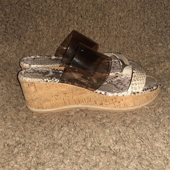 DONALD J PLINER-Sabrina-Slip On Cork Wedge-Snake Print-Sz 8-NWOB - Picture 4 of 7